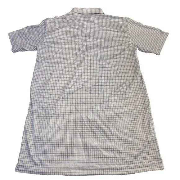 NWT Collars & Co Mens M Dress Collar Polo Shirt Thin Blue Check Performance - Picture 3 of 7